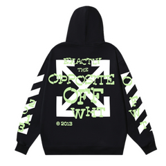 Off-White Green Overwritten Icon Backprint Hoodie Black