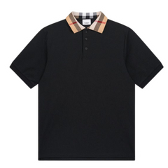 Burberry Beige Neck Polo Shirt Dark Blue