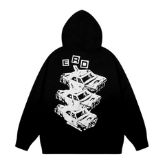 ERD Tripple Car Backprint Hoodie Black