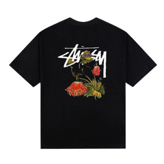 Stussy Dying Rose Print T-Shirt Black