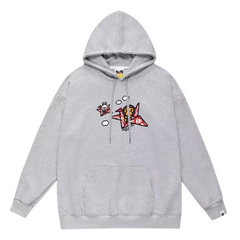 Bape Flying On Origami Hoodie Grey