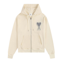 Ami Paris Grey Icon Zipper Beige