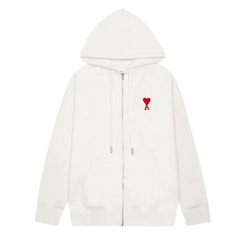 Ami Paris Red Icon Zipper White