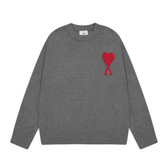 Ami Paris Knit Sweater Grey Red