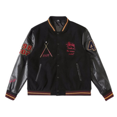 Stussy 40th Anniversary College Jacket Black