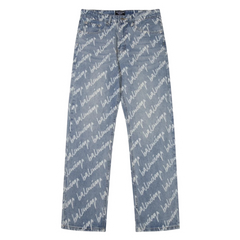 Balenciaga All Over Print Jeans Blue