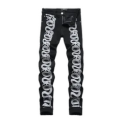 Amiri Snake Print Skinny Jeans Black