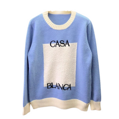 Casablanca Knit Sweater Babyblue & White