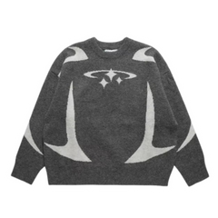 Y2K Retro Knit Sweater Grey