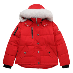 Moose Knuckles Fur Hooded Jacket Red
