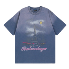 Balenciaga Eiffeltower T-Shirt Washed Blue