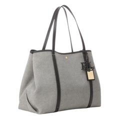 Lauren Ralph Canvas & Leather Large Emerie Tote Shopping Bag