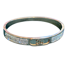 Chanel CC Crystal Bracelet Silver