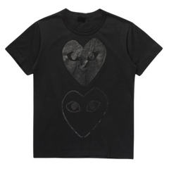 Comme Des Garcons Double Heart T-Shirt Black on Black