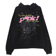 Sp5der Pink Hoodie Black