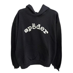 Sp5der Shiny Hoodie Black