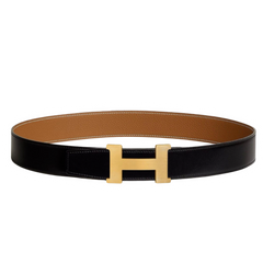 Hermes Leather Belt Black & Gold