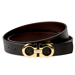 Feragamo Leather Belt Black & Gold