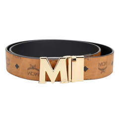 MCM Leather Belt Brown & Gold
