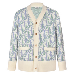 Dior Button Up Wool Cardigan Blue & White