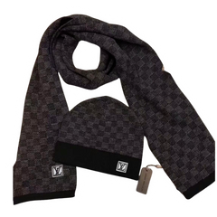 Louis Vuitton Scarf + Beanie Combo Black