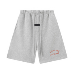 Fear Of God Essentials Red Writing Shorts Grey
