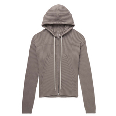 Rick Owens Maglia Ribbed Cotton Zipper Grey