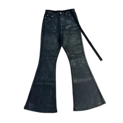 Rick Owens Waxed Flared Jeans Black