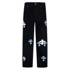 Chrome Hearts Blue Crosses Jeans Black
