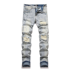 Amiri Ripped Skinny Jeans Blue
