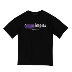 Palm Angels Purple Writing T-Shirt Black