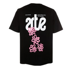 Arte Pink Flower T-Shirt Black
