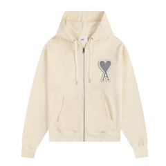 Ami Paris Grey Icon Zipper Creme