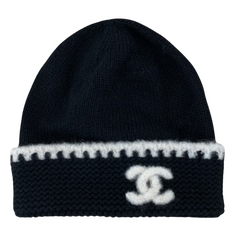 Chanel CC Logo Wool Beanie Black & White
