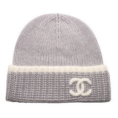 Chanel CC Logo Wool Beanie Grey