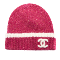 Chanel CC Logo Wool Beanie Red