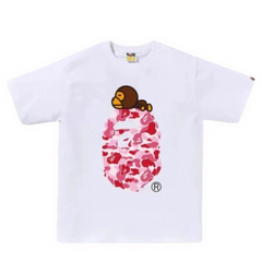 Bape Lying On Pink Ape T-Shirt White