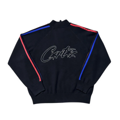 Corteiz Knit Zip Up Jacket Black