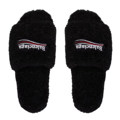 Balenciaga Furry Slides Black