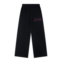 Corteiz Pink Writing Jogger Black