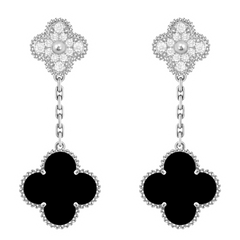 Van Cleef Earrings Black & Silver