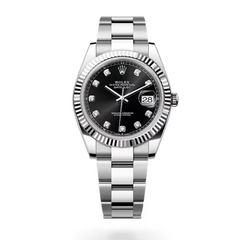 Rolex 41 Datejust Gray Dial Diamond Engraving & Silver