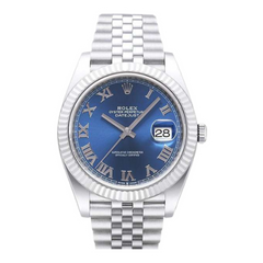 Rolex Oyster Perpetual Datejust Roman Numerals Blue Dial & Silver Watch