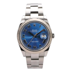 Rolex Oyster Perpetual Datejust Black Roman Numerals Blue Dial