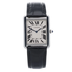 Cartier Tank Solo Black Crocodile Leather Wristwatch (High Quality)