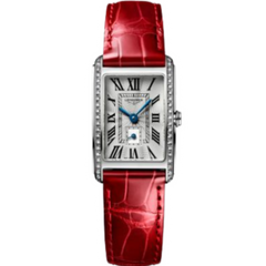 Longines DolceVitaDelphina Small Model Diamond Bezel Red Leather Wristwatch (High Quality)