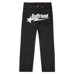 Badfriend White Logo Loose Fit Jeans Black