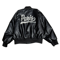 Balenciaga Paris Leather Bomberjacket Black