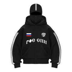 Y2K Russian HipHop Balaclava Zipper Black