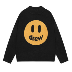 Stussy Yellow Smiley Drew Knit Sweater Black & Orange